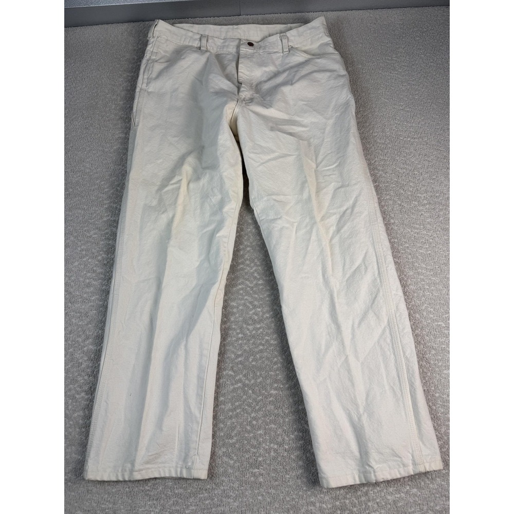 Big Ben‎ Carpenter Pants Mens 40x32 White Canvas Workwear Utility Relaxed Fit